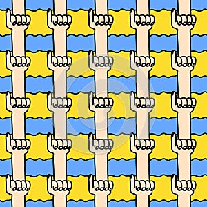 Seamless pattern of hand cartoon