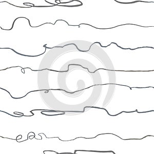 Seamless pattern with hand drawn abstract horisontal lines, doodles