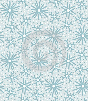 Seamless pattern. Hand drawn abstract winter snowflakes. Stylish crystal stars on cream background. Elegant boho holiday all over