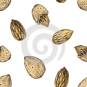 Seamless pattern with hand drawn almonds