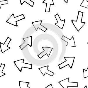 Seamless pattern Hand Drawn arrow doodle. Sketch style icon. Decoration element. Isolated on white background. Flat design. Vector