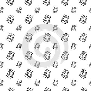 Seamless pattern hand drawn bag. Doodle black sketch. Sign symbol. Decoration element. Isolated on white background. Flat design.