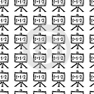 Seamless pattern Hand drawn board with a schedule doodle. Sketch Back to school, icon. Decoration element. Isolated on white