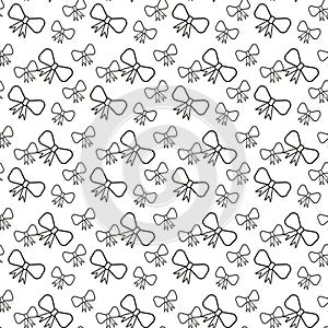 Seamless pattern with hand- drawn bows. Vector Illustration