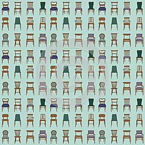 Seamless pattern hand drawn chairs