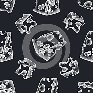 Seamless pattern with hand drawn chalk cheese