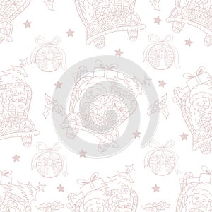 Seamless pattern with hand drawn Christmas elements.