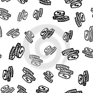 Seamless pattern Hand Drawn coins doodle. Sketch style icon. Decoration element. Isolated on white background. Flat design. Vector