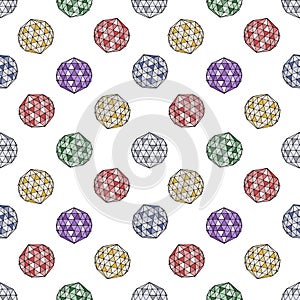 Seamless pattern with hand drawn colorful crystals on white background.