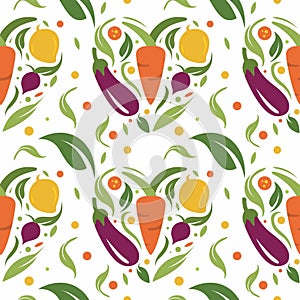 Seamless pattern with hand drawn colorful doodle vegetables