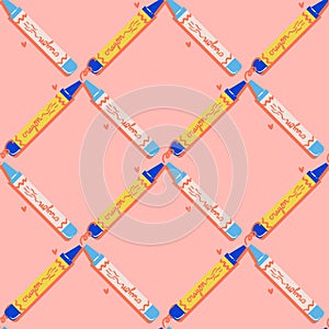 Seamless pattern with hand-drawn crayon vector illustration.