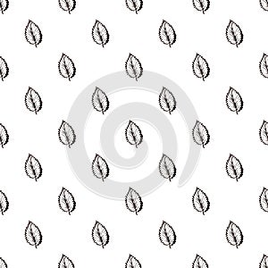 Seamless Pattern with Hand Drawn Elm Leaves