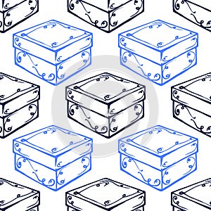 Seamless pattern with hand drawn gift boxes