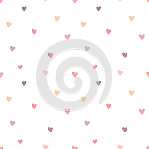 Seamless pattern of hand-drawn hearts at a great distance. Vector image for Valentine`s Day, lovers, prints, clothes, textiles, ca