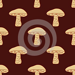 Seamless pattern with hand drawn Leccinum scabrum mushroom ornament