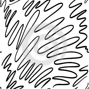 Seamless pattern with hand drawn marker strokes. Ink illustration. Isolated on white background. Hand drawn black