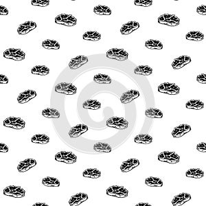 Seamless pattern hand drawn meat. Doodle black sketch. Sign symbol. Decoration element. Isolated on white background. Flat design