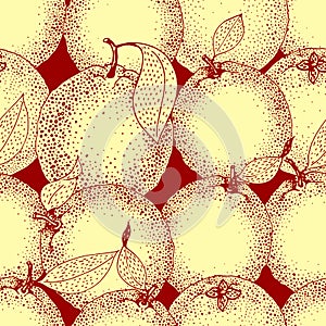 Seamless pattern of hand drawn oranges and slices in sketch style. Vector illustration