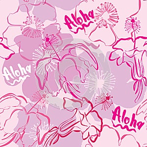 Seamless pattern with hand drawn outlines frangipani