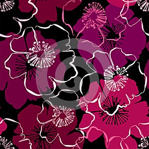 Seamless pattern with hand drawn outlines frangipani photo