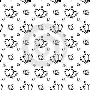 Seamless pattern hand drawn priest hat. Doodle black sketch. Sign symbol. Decoration element. Isolated on white background. Flat