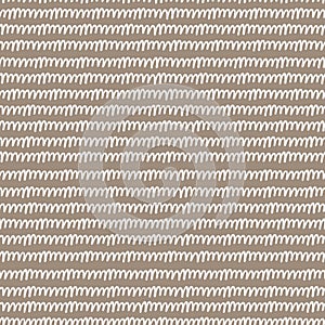 Seamless pattern with hand drawn scribble, wavy lines on light brown background