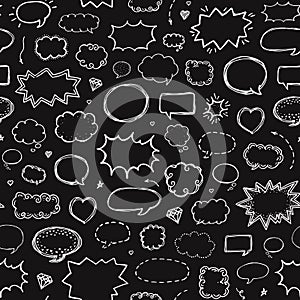 Seamless pattern. Hand drawn set of speech bubbles