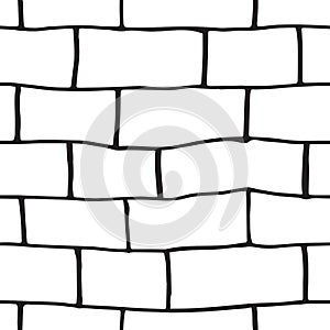 Seamless pattern with hand-drawn sketch bricks. photo