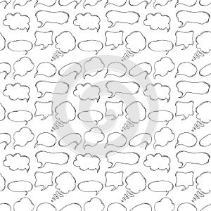Seamless pattern with hand drawn sketch speech bubbles.