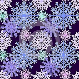 Seamless pattern with hand drawn snowflake