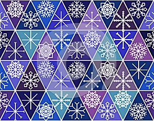 Seamless pattern with hand drawn snowflakes. Abstract brush strokes. Ink illustration. Winter pattern for wrapping paper