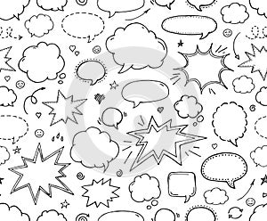 Seamless pattern. Hand drawn speech bubbles