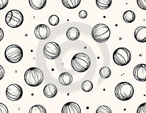Seamless Pattern of Hand-Drawn Spheres and Dots