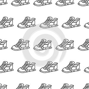 Seamless pattern with hand drawn sports shoes