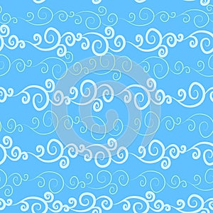 Seamless pattern with hand-drawn strips of curls