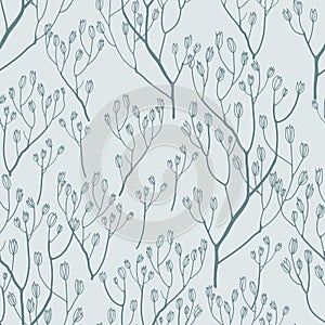 Seamless pattern with hand drawn twigs