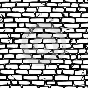 Seamless pattern of hand drawn vector brickwork texture. Vector illustration
