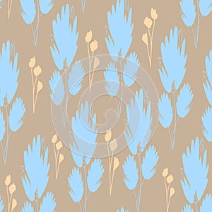 Seamless pattern with hand drawn vector leaves,modern ornament,illustration in doodle style for fabric,wrapping and