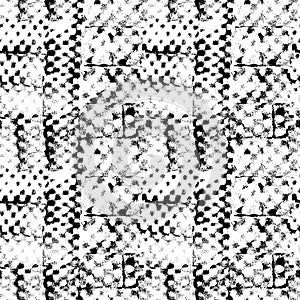 Seamless pattern with hand drawn vector imprints. Simple geometric square texture.
