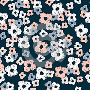 Seamless pattern with hand drawn Viola flowers for surface design and other design projects
