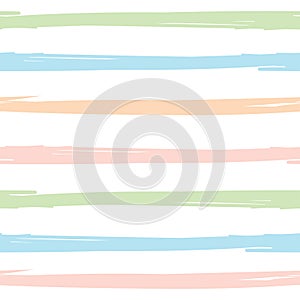 Seamless pattern with hand painted brush strokes, striped background. Vector illustration