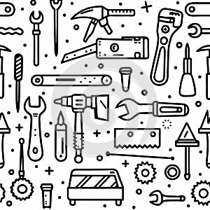 Seamless pattern of hand tools. (2