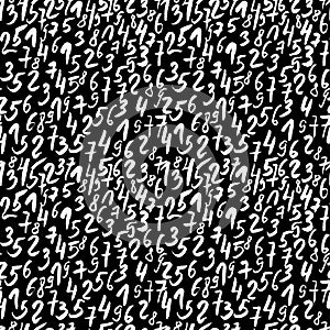 Seamless pattern with handdrawn numbers. Digits vector illustration.