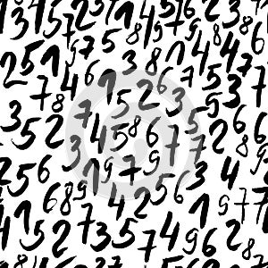Seamless pattern with handdrawn numbers. Digits vector illustration.