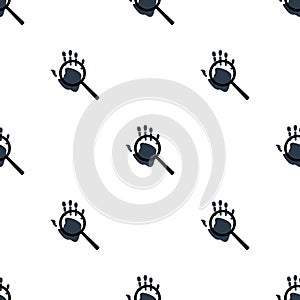 Seamless pattern with handprint and magnifying glass icon. Personal identification. Vector illustration for design, web, wrapping.