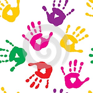 Seamless pattern with handprints