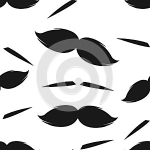 Seamless pattern of handrawn stylish hipster mustache