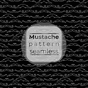 Seamless pattern of handrawn stylish hipster mustache