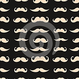 Seamless pattern of handrawn stylish hipster mustache