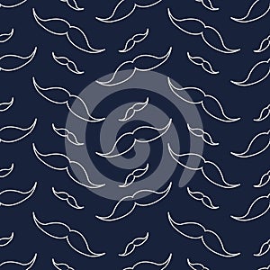 Seamless pattern of handrawn stylish hipster mustache